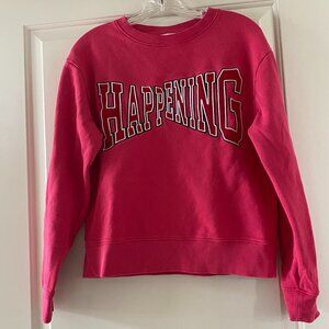 Sandro Paris Randa Happening Graphic Sweatshirt Pink Fuchsia EUC $250